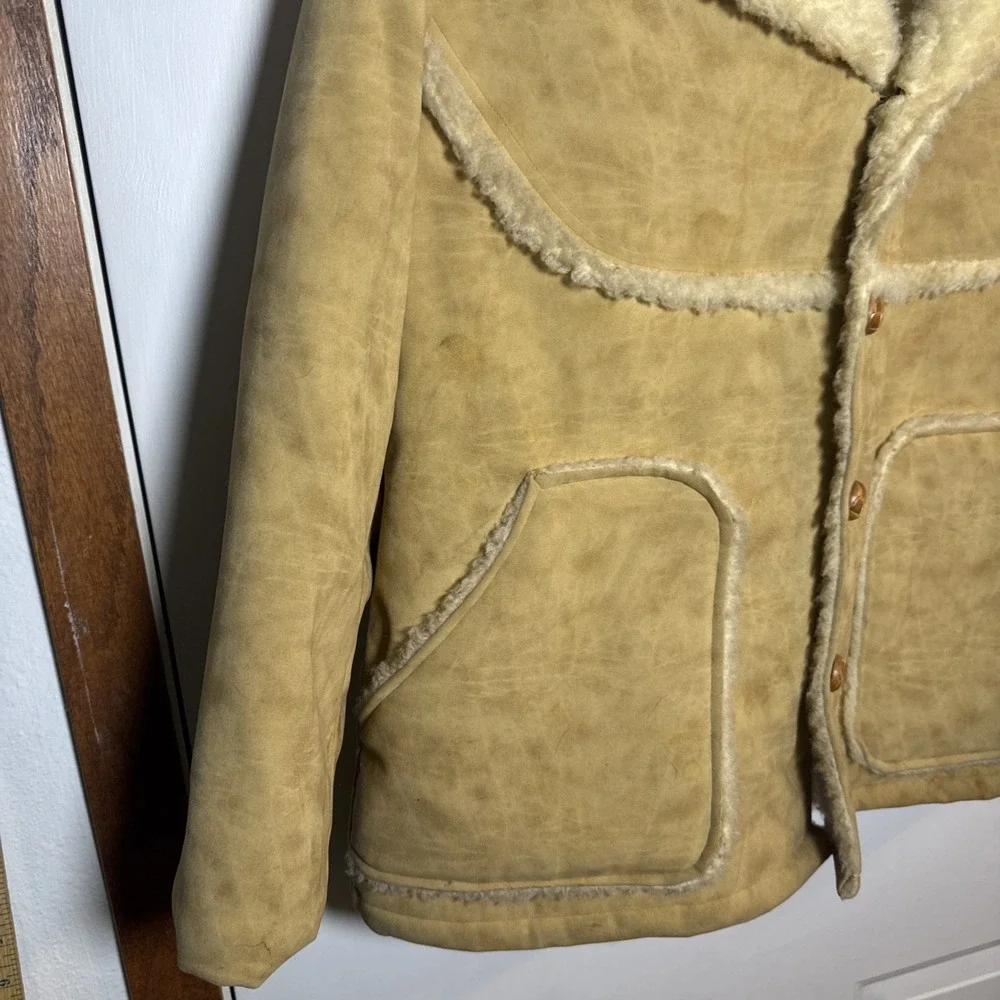 Vintage Swingster‎ Shearling Lined Suede Jacket Men's Large Tan USA Made Western